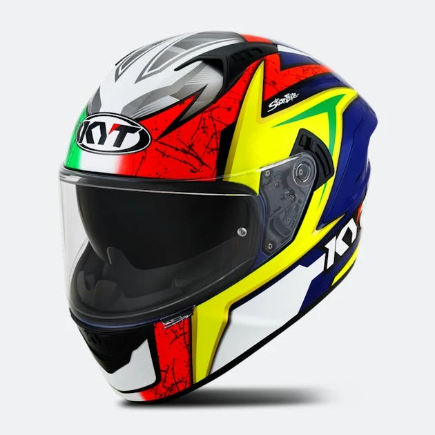 Casco Integrale KYT NF-R Dalla Porta Rosso-Blu-Giallo - immagine 2