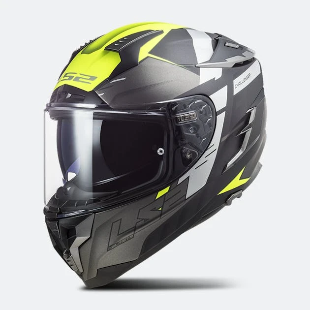 Casco Integrale LS2 FF327 Challenger Allert Titanio-Fluo-Giallo