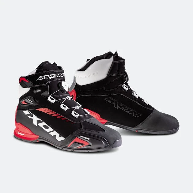 Scarpe Moto Ixon Bull WP Nero-Bianco-Rosso
