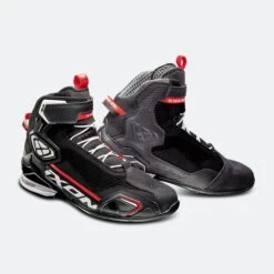 Scarpe Moto Ixon Bull Knit Nero-Bianco-Rosso