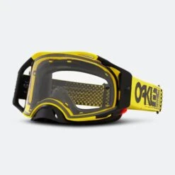 Maschera Cross Oakley Airbrake Giallo Moto Trasparente